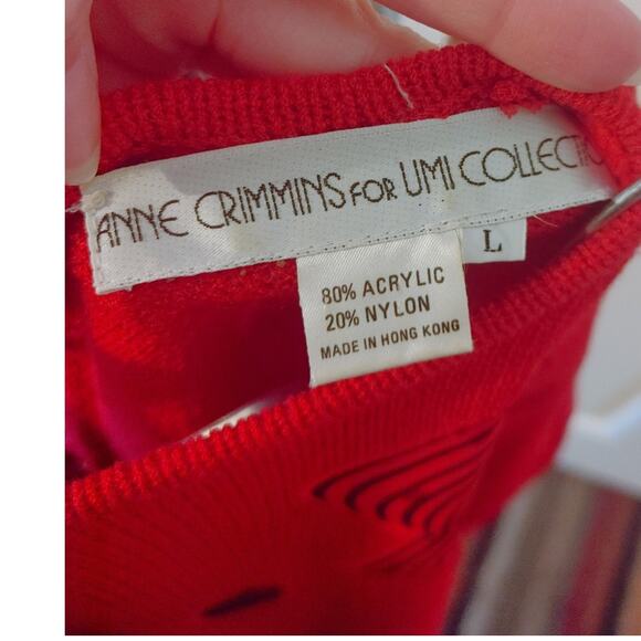 Anne Crimmins for Umi Collections Vintage 2 Pc Set Skirt Silk Sz 12 Red Black - Picture 6 of 9